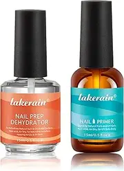 Jutqut 2Pcs Gel Nail Polish Nail Dehydrator and Primer Set, Natural Nail Prep Dehydrate & Bond Primer Nail Bond, Air Dry Superior Bonding Primer for Acrylic Powder Nail Supplies Set