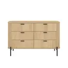 Fluted 6 Drawer Chest of Drawers Lowboy Dresser Storage Cabinet for Bedroom