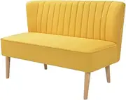 vidaXL - Two-Seater Sofa, Fabric Upholstery, Wooden Frame, Modern Design in Bright Yellow Color, Dimensions 117x55.5x77 cm