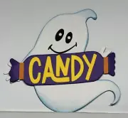 Ghost with Candy Sign Die Cut Card Making Craft Scrapbook Halloween