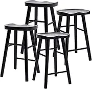 La Bella 4 Set Wooden Bar Stool 65cm Frida Pine Wood Counter Kitchen Barstools Cafe Dining Chair - Black