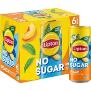 Lipton Iced Tea No Sugar Peach Cans 240mL x 6 pack