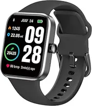 TOZO 44mm Rectangular Face Smart Watch Alexa Built-in Fitness Tracker with Heart Rate/Blood Oxygen Monitor/Sleep Monitor 5ATM Waterproof HD Touchscreen for Men Women Compatible with iPhone&Android
