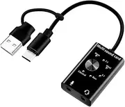 Ysyaxsyt External Sound Card USB2.0 Type C Stereo Microphone Adapter USB Audio Sound Card Adapter Professional Converter for Laptop Headset PC Speaker, 500357124