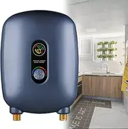 Instant Water Heater 6500W 220V Mini Electric Instant Water Heater with LED Display,for Home Kitchen Washing,Portable Water Heater,Blue