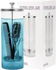 TOEDO Barber Glass Sterilizer Tools, Nail Tool Sterilization Container with Removable Basket for Manicure Nail Tools Pedicure Supplies & Barber Shop Accessories (35oz glass jar)