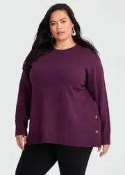 [Taking Shape] Taking Shape Soft Touch Button Jumper Size 24 in Merlot - Plus Size Women's Clothing Merlot