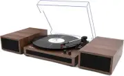 Record Player, Wireless Turntable with Stereo Bookshelf Speaker...Walnut Wood