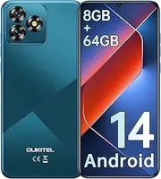 [OUKITEL] C53 Mobile Phones 2024, 6.6" HD+ Waterdrop Screen Android 14 Phone, 4300mAh Smartphone, 8GB+64GB/1TB Octa Core, 13MP Main Camera, 4G Dual SIM Free Unlocked, Face ID/GPS/3.5mm Jack, Blue