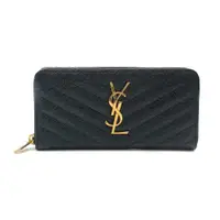 在飛比找ETMall東森購物網優惠-YSL Monogram系列 V字縫線魚子醬牛皮金logo拉