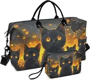[ZRYSMY] Duffel Bag for Traveling, Halloween Cats Night Travel Bag Gym Bag, with Multiple Interior Pockets Shoulder Weekender Bag for Women Men with Toiletry Bag 20.5L x 1.9W x 13.8H, Multi-Colored, one