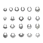 Fake Septum Clicker Nose Hoop Ring Non Piercing Clip Silver