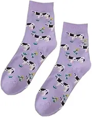 [Generic] Womens Purple Holstein Friesian Dairy Cow Socks One Size UK 3-7 EU 36-40, Purple, 3-7