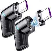 Sisyphy USB C Magnetic Adapter (2 Pack), USB2.0 Type C Right Angle Connector with PD 120W Charge and 480Mbps Data Transfer, Compatible for MacBook Pro/Air iPad Pro and More USB C Devices