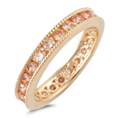 Sterling Silver 925 STACKABLE ETERNITY CHAMPAGNE CZ DESIGN RING 4MM SIZES 6-10