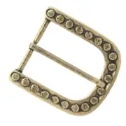 Heel Bar Belt Buckle With Raised Dots Antique Brass 1.5 Inch 20003-09