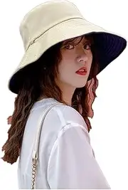 MilkYa Beige&Black Double-Sided Sun Protection Big Brim Fisherman Hat
