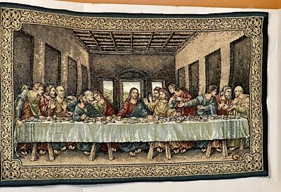 Last Supper Tapestry Domus Artis Cenacolo Di Leonardo Made In Italy 70 X43 cm