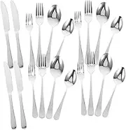 FUNOMOCYA Portable Cutlery Set 20pcs Dining Utensil Set Steak Knives Forks Spoons for Camping Hotel Restaurant