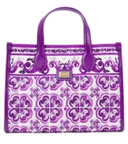 [Dolce & Gabbana Kids] Dolce & Gabbana Kids Majolica canvas tote bag One Size white
