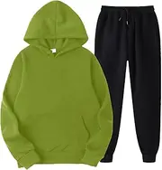 [Qiyifuwang] Women Trendy Outfits Tracksuit Sets, Two Piece Long Sleeve Pullover Tops & Jogger Pants Sport Clothing Loungewear Green,XX-Large, #02_green, XX-Large