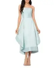 Aqua V2011 Womens Light Mint Mikado Strapless Midi Gown Size 6