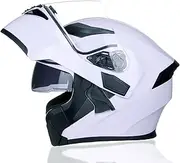 Motorcycle Modular Helmet ECE Approved Flip Up Front Motorbike Helmets with Double Visor Full Face Integrated Crash Helmet for Adults Men Women B,L=59-60CM
