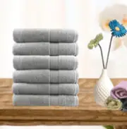 100% combed cotton face washer 6 pcs 30x30cm Silver 20% off Retail Price
