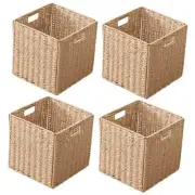 Handwoven Paper Storage Baskets set of 4 Foldable Cube Bins Storage Oragnizer