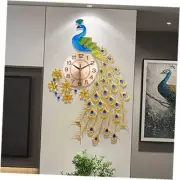 Large Peacock Wall Clock for Living Room Decor,Mid 31.5*25.6 inch Gold&blue