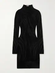 [MUGLER] MUGLER - Chenille Turtleneck Mini Dress - Black - medium medium Black