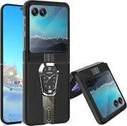 [Yarxiawin] Leather Phone Case for Motorola Razr 2023 Case with Stand Black, Motorola Razr Plus 2023 Case Shockproof Slim Cover Motorola Razr 40 Ultra Silicone TPU Soft Edge (Black)