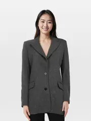 Grey Wool Button Up Blazer