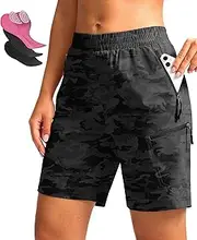 [Bikewa] Women's Mountain Bike Shorts 4D Padded Cycling Shorts for Women Riding Biking Bicycle Biker Cycle UPF50 Zipper Pockets