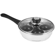 Avanti 4-Cup Non-Stick Stainless Steel 20cm Egg Poacher Pan Cookware w/ Lid SLV