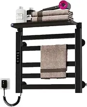 Electric Towel Rail,Electric Towel Radiator,Wall Mounted 5 Bars Heated Towel Racks with Top Shelf,Timer and Overheat Protection, Temperature Adjustable Towel Rail Radiator(Black)