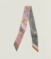 New Hermès Hermes Loepard Guepards Bandana Twilly Rose / Gris / Bleu