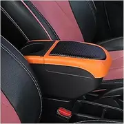 Compatible For Car Suzuki SX4 Armrest Box Arm Elbow Rest Center Console Storage Case With Cup Holder USB Port(Black orange color)