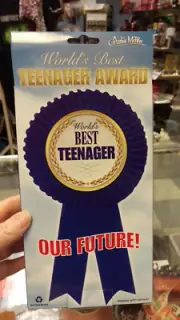 Archie Mcphee World's Best Teenager Award Ribbon approx 4 3/4 inch wide Nice!