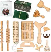 ViVACious 12-in-1 Wood Therapy Massage Tools - Professional Maderoterapia Kit, Lymphatic Drainage Wood Massage Tools for Body Shaping, Muscle Pain Relief, Colombiana, Anti-Cellulite, & Body Contouring
