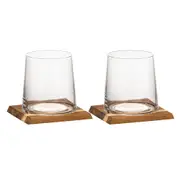 2pc Tempa Harvey Crystal Whisky Glass & Coaster Cocktail Drinkware Bar Cup Set
