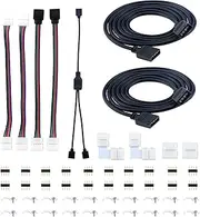 Xiaojiang Store 51PCS .L-ED Strip Connection 5050 4 Pin 10mm Solderless Buckle RGB .L-ED Strip Light Wire Terminal Splice .L-ED Connector Kit