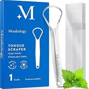 Tongue Scraper (2-pack), Cure Bad Breath (Medical Grade), Stainless Steel Tongue Cleaners, 100% BPA Free Metal Tongue Scrapers for Fresher Breath in Seconds 1 Pack