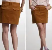 NWT J Crew Womens Brown Golden Corduroy Mini Skirt Preppy Academia Clueless 10
