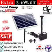 60W Solar Powered Water Pond Pump In/Outdoor Garden 800L/H Fountain Fish Pond AU