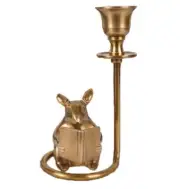 Brass Candle Holder Mouse Reading Book Candlestick Room Study Mate Table Decor