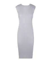 plissé-effect midi dress 3,5 light gray
