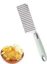 Crinkle Potato Cutter | Potato Slicer French Fry Cutter Stainless Steel - Food Chopper Long Handle Kitchen Gadgets, Wavy Tool for Cucumber, Carrot, Veggies & Fruit