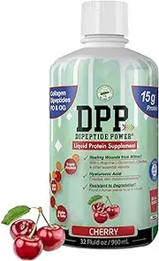 DPP Dipeptide Power Liquid Collagen & Whey Protein Supplement, Sugar-Free, Promotes Healthy Skin & Hair for Men & Women, Cherry, (32 Ounce)