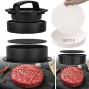 3-In-1 Stuffed Burger Press Patty Maker with 100 Pcs Wax Hamburger Patty Paper